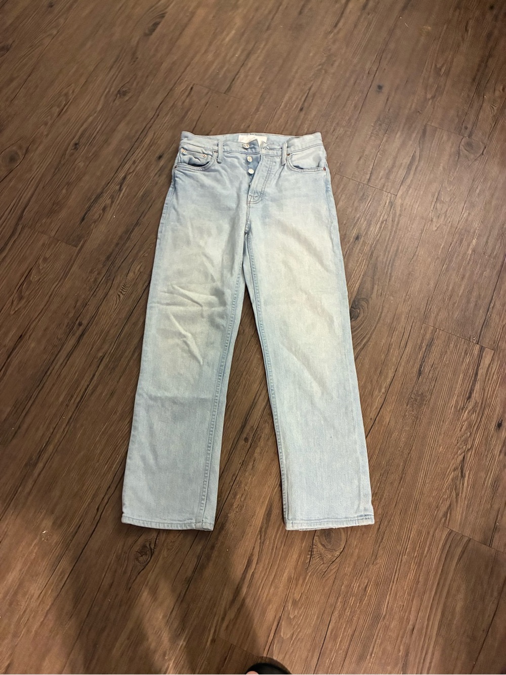 MOTHER Pale Blue Straight Leg Jeans